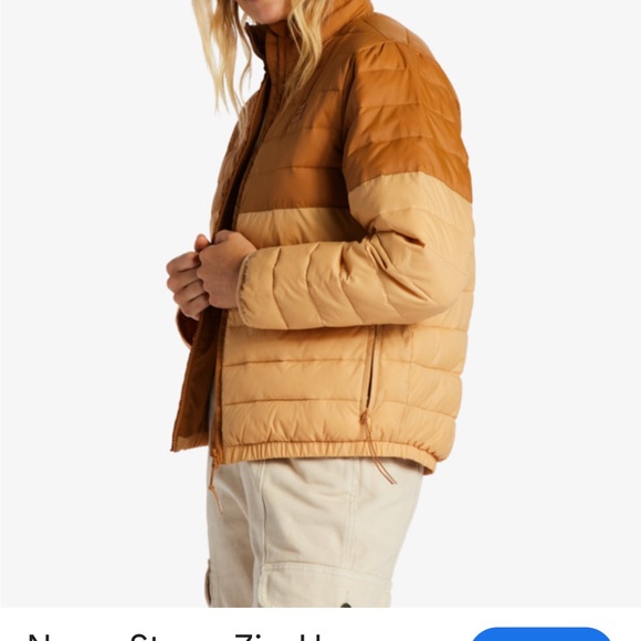 NWT Billabong Tan Puffer Jacket Medium - Picture 3 of 8